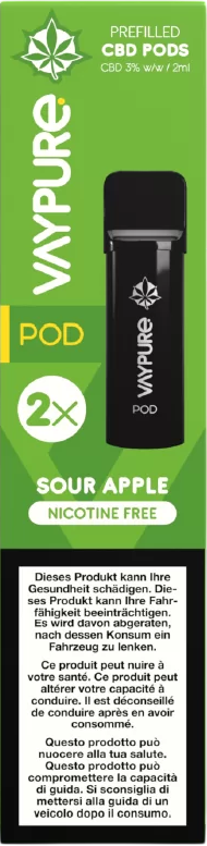 Vaypure Sour Apple CBD 2ml 2Pods für E-Zigaretten