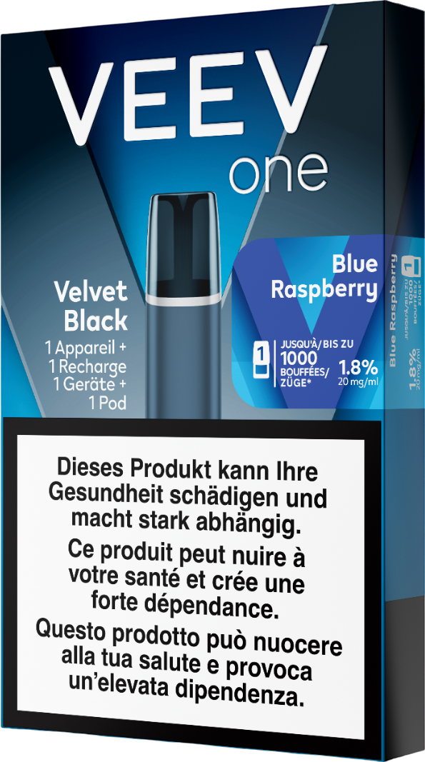 Veev One Velvet Black Starter Kit Blue Raspberry