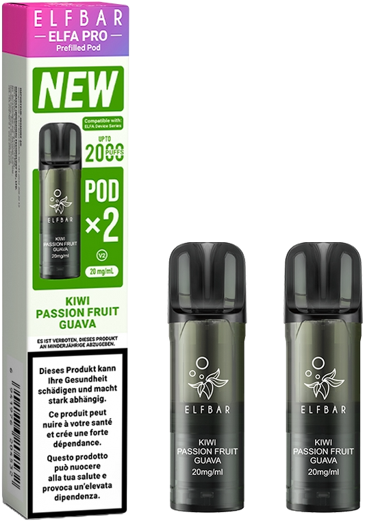 Elfbar Elfa Pro V2 Kiwi Passion Fruit Guava 2ml 2pods E-Zigaretten Liquid