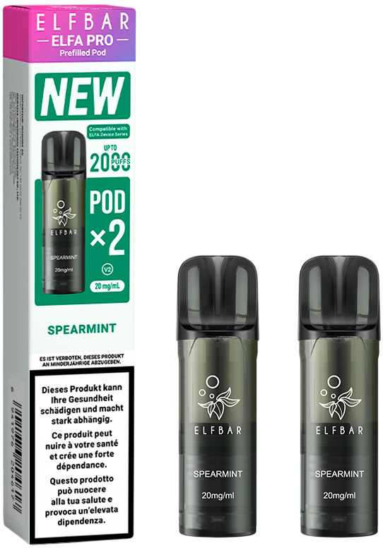 Elfbar Elfa Pro V2 Spearmint 2ml 2Pods E-Zigaretten Liquid/Pod