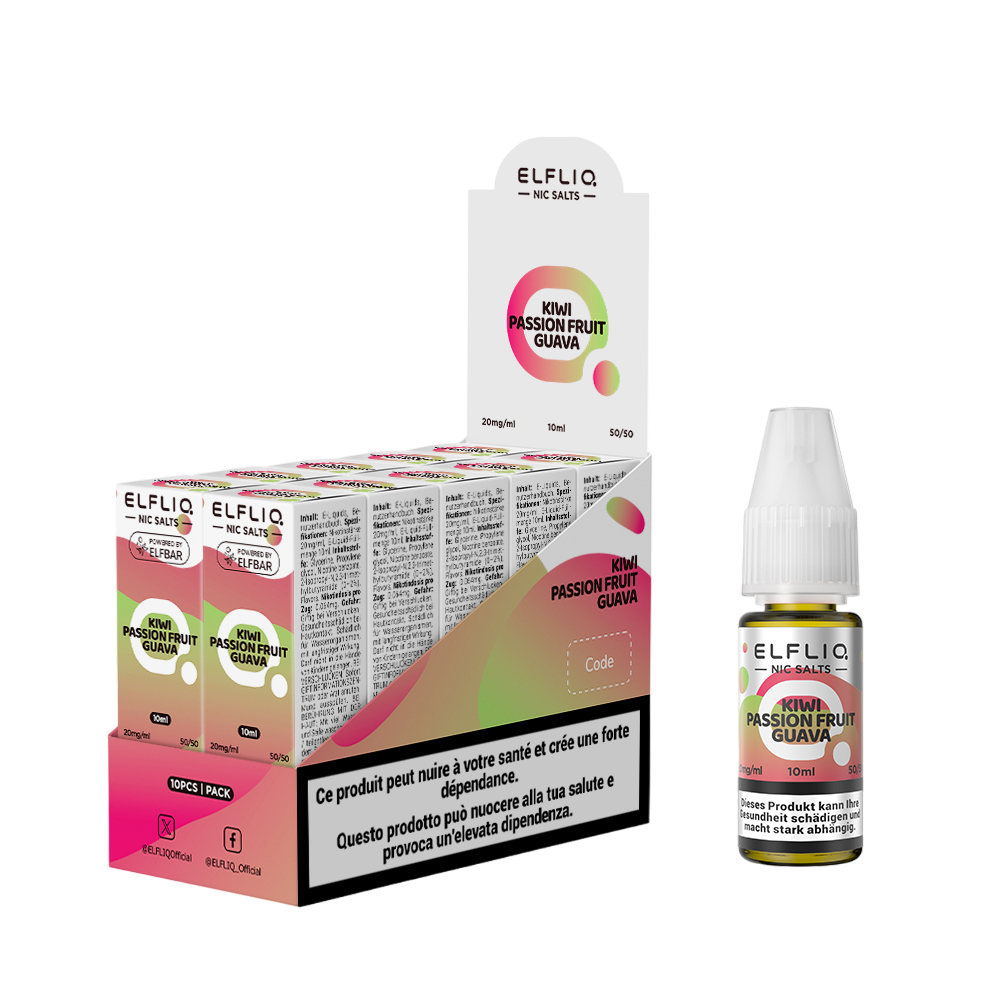 Elfbar Elfliq Kiwi Passion Fruit Guava 20mg 10ml E-Liquid