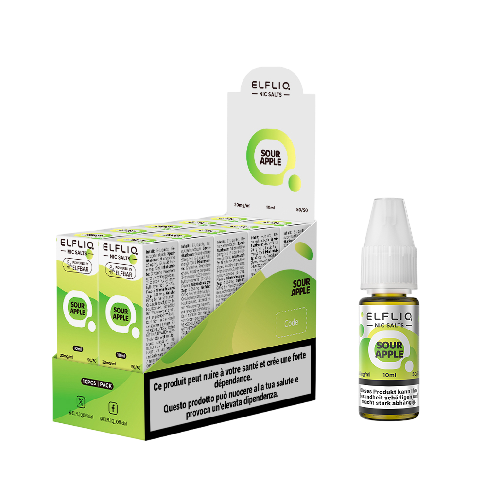 Elfbar Elfliq Sour Apple 20mg 10ml E-Liquid