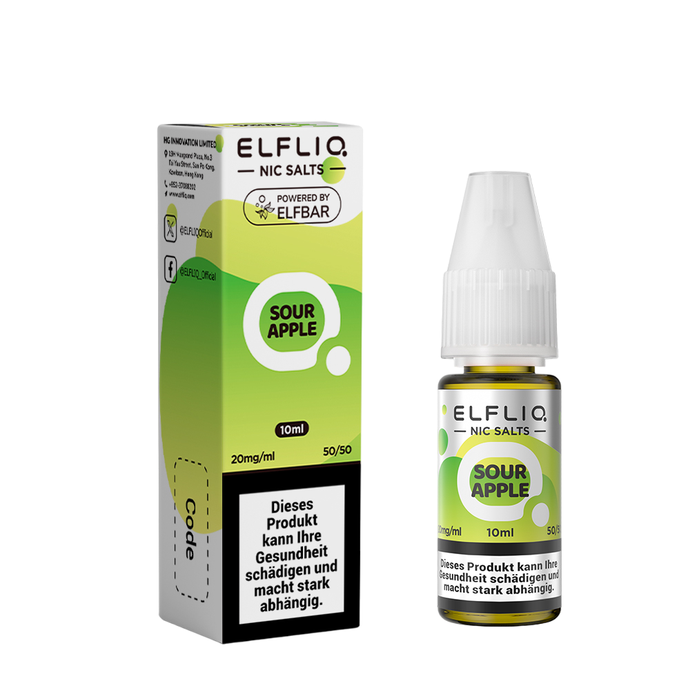 Elfbar Elfliq Sour Apple 20mg 10ml E-Liquid