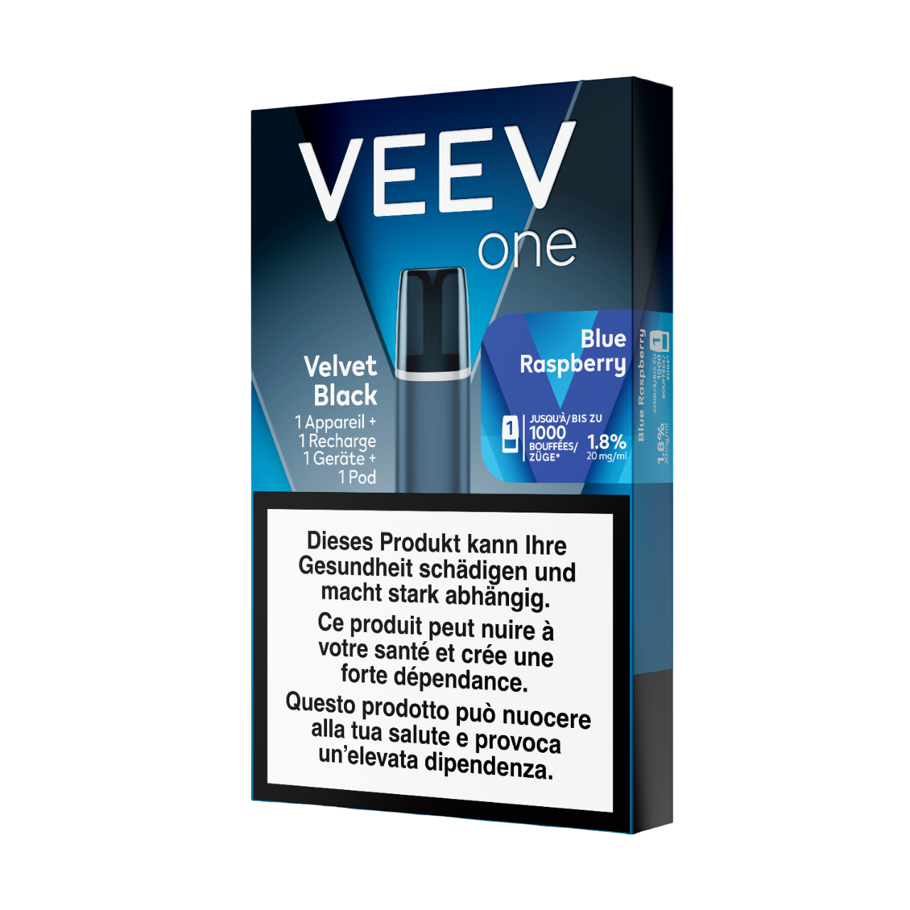 Veev One Velvet Black Starter Kit plus Blue Raspberry Pod