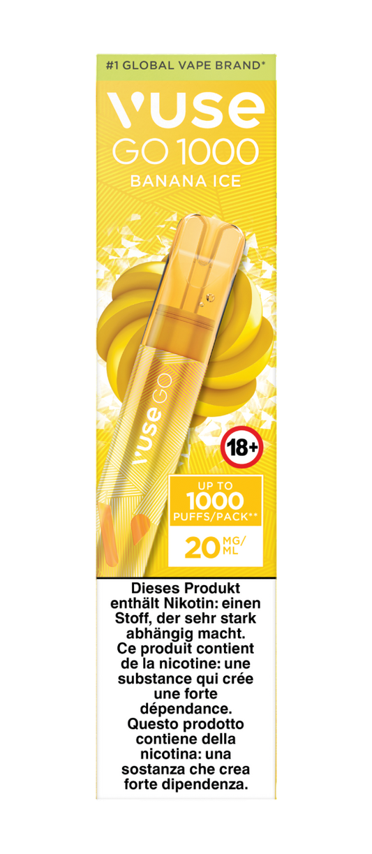 Vuse Go 1000 Pen Banana Ice 20mg Vape