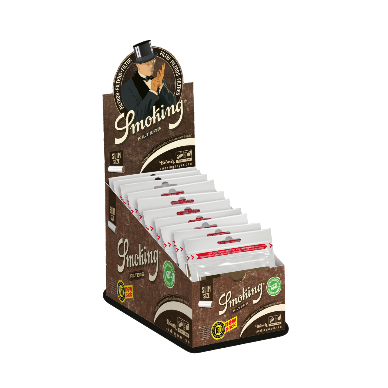 Zigarettenfilter Smoking Slim Brown 150 Karton