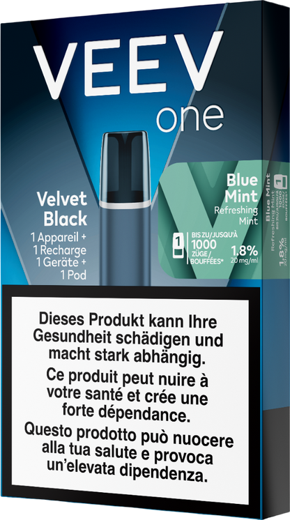Veev One Bluetooth Veev One Velvet Black Starter Kit Blue Mint k kiosk Tabakshop Veev One Bluetooth Veev One Velvet Black Starter Kit Blue Mint k kiosk Tabakshop
