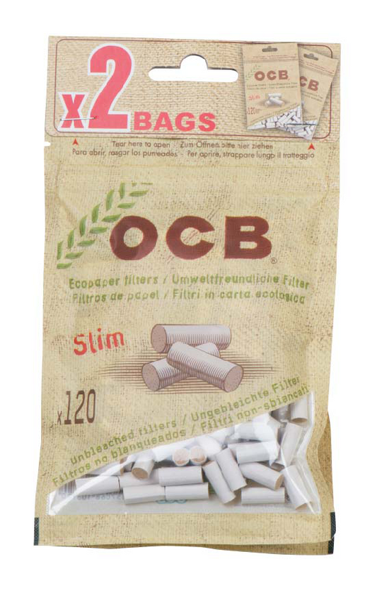 Papier à cigarette OCB Bio Slim Filtres 120 Duop.